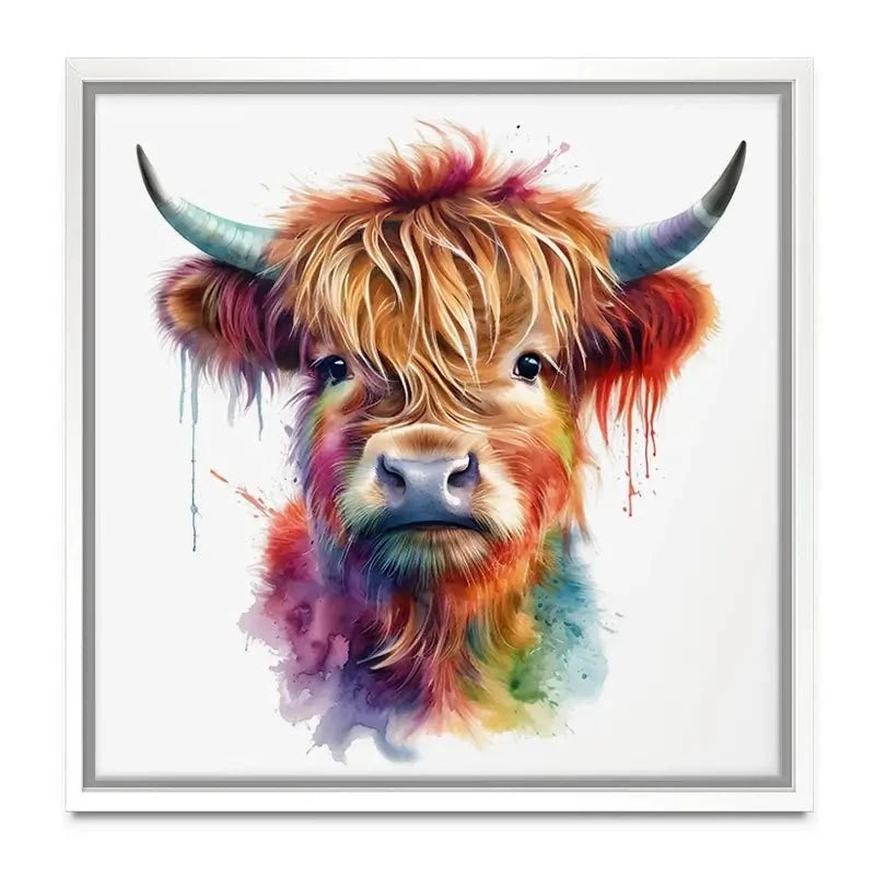 Highland Cow In Colour Canvas Print Highland Cow In Colour Canvas Print wall art product LSR Design Studio - Independent