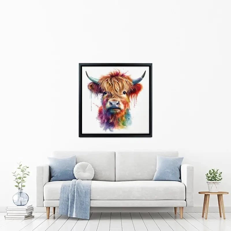 Highland Cow In Colour Canvas Print Highland Cow In Colour Canvas Print wall art product LSR Design Studio - Independent