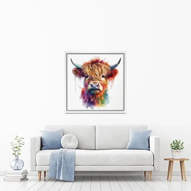 Highland Cow In Colour Canvas Print Highland Cow In Colour Canvas Print wall art product LSR Design Studio - Independent