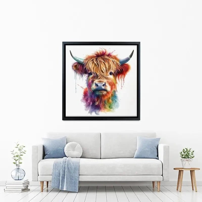 Highland Cow In Colour Canvas Print Highland Cow In Colour Canvas Print wall art product LSR Design Studio - Independent