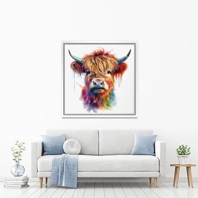 Highland Cow In Colour Canvas Print Highland Cow In Colour Canvas Print wall art product LSR Design Studio - Independent