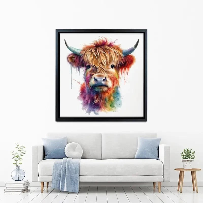 Highland Cow In Colour Canvas Print Highland Cow In Colour Canvas Print wall art product LSR Design Studio - Independent