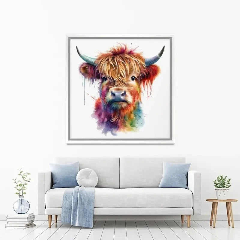 Highland Cow In Colour Canvas Print Highland Cow In Colour Canvas Print wall art product LSR Design Studio - Independent
