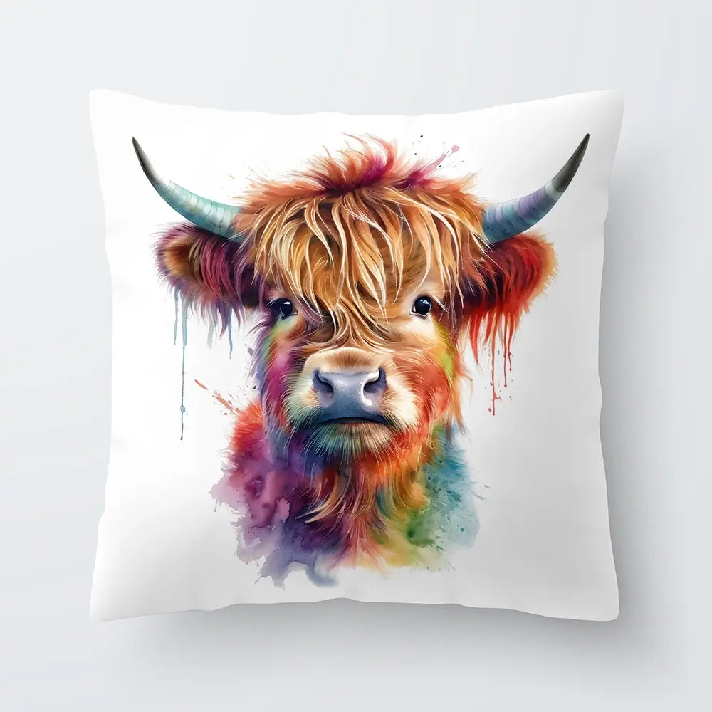 Highland Cow In Colour Cushion Highland Cow In Colour Cushion wall art product LSR Design Studio - Independent