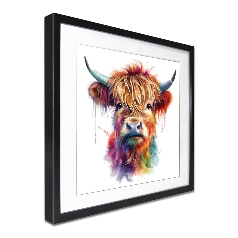 Highland Cow In Colour Framed Art Print Highland Cow In Colour Framed Art Print wall art product LSR Design Studio - Independent