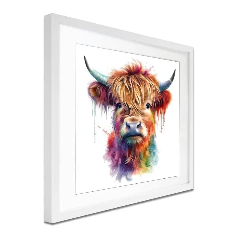 Highland Cow In Colour Framed Art Print Highland Cow In Colour Framed Art Print wall art product LSR Design Studio - Independent