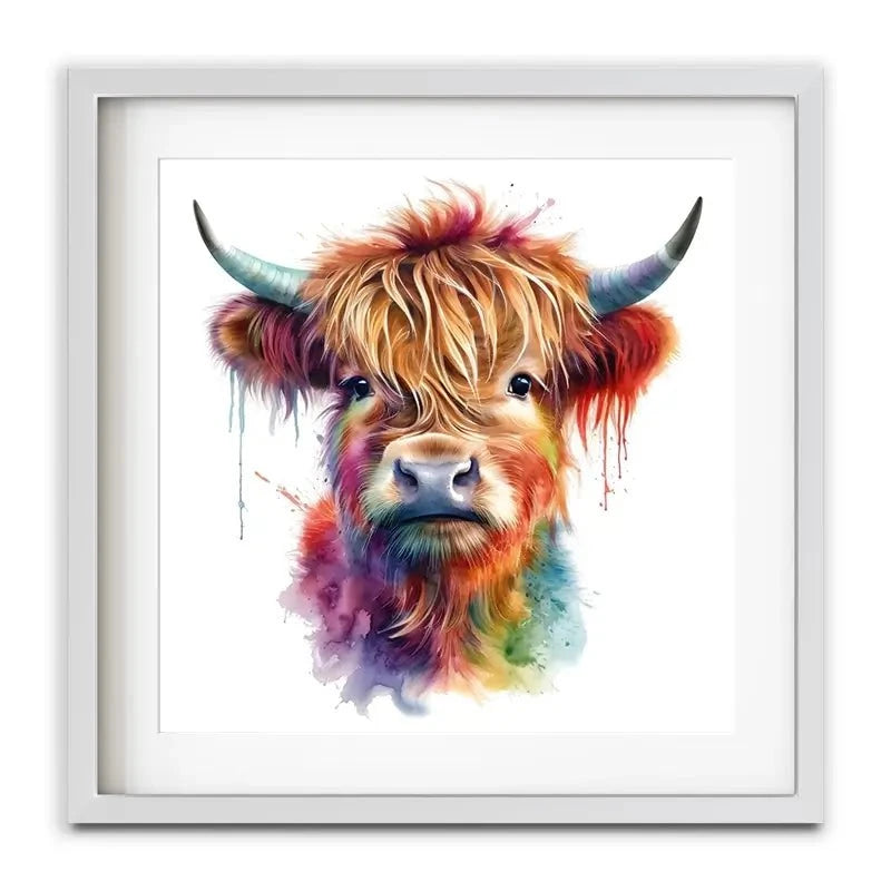 Highland Cow In Colour Framed Art Print Highland Cow In Colour Framed Art Print wall art product LSR Design Studio - Independent