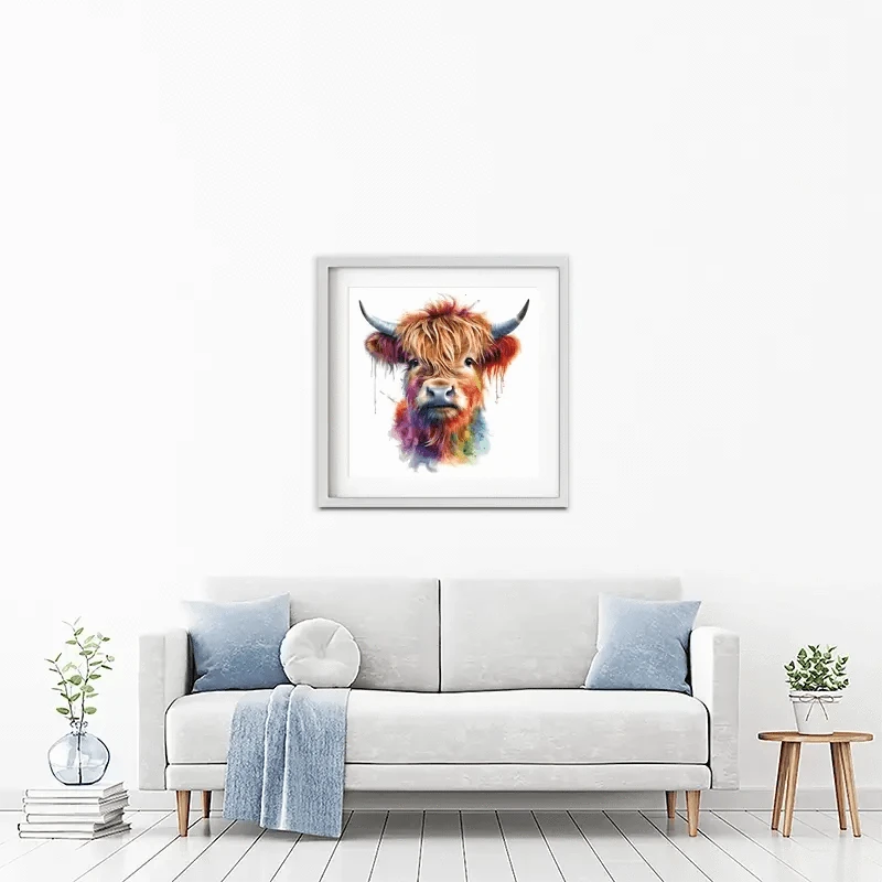 Highland Cow In Colour Framed Art Print Highland Cow In Colour Framed Art Print wall art product LSR Design Studio - Independent