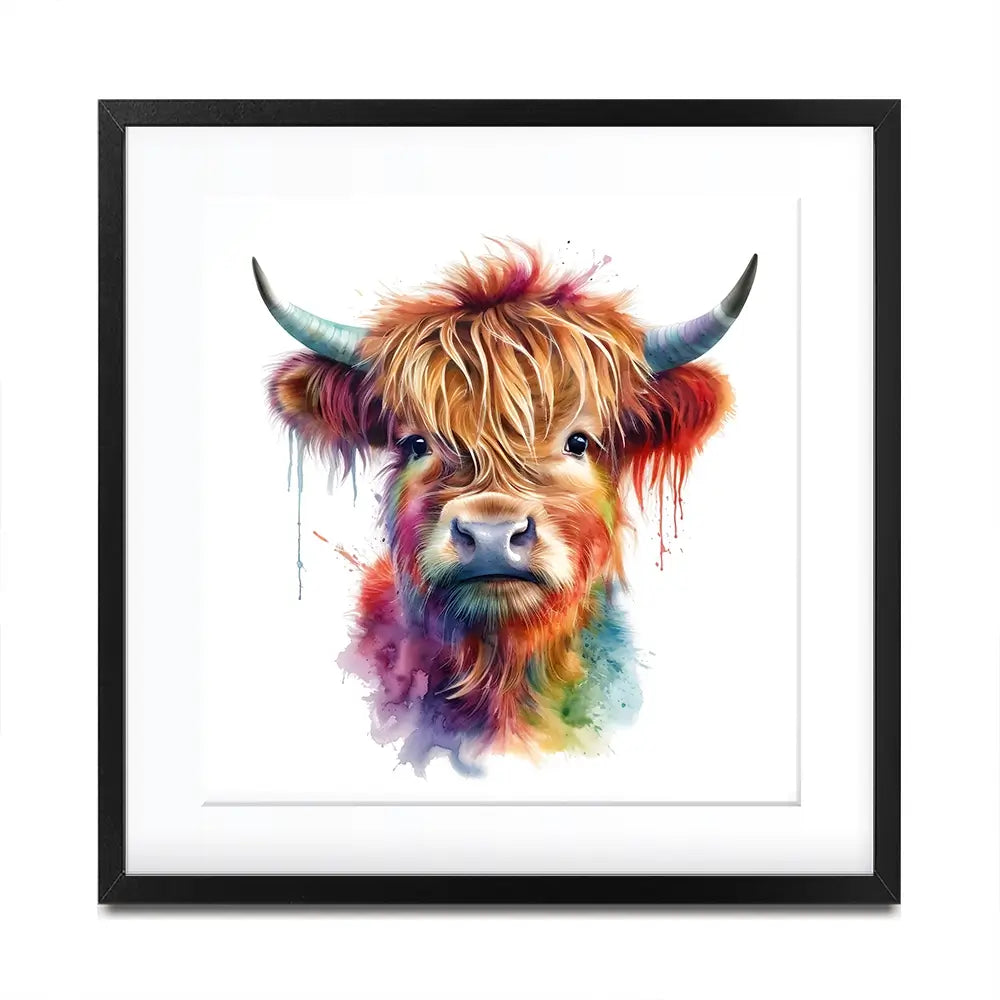 Highland Cow In Colour Framed Art Print Highland Cow In Colour Framed Art Print wall art product LSR Design Studio - Independent