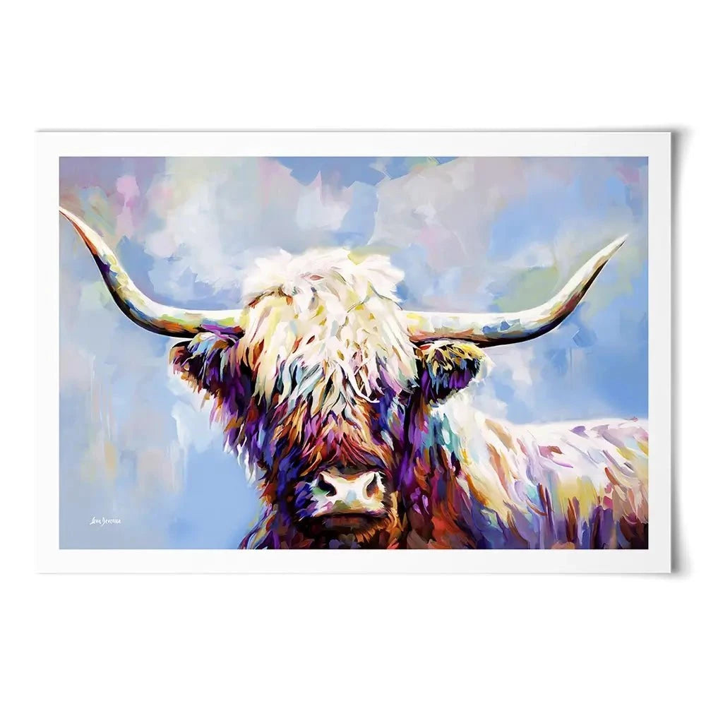 Highland Cow In Winters Serenity Art Print Highland Cow In Winters Serenity Art Print wall art product Leon Devenice