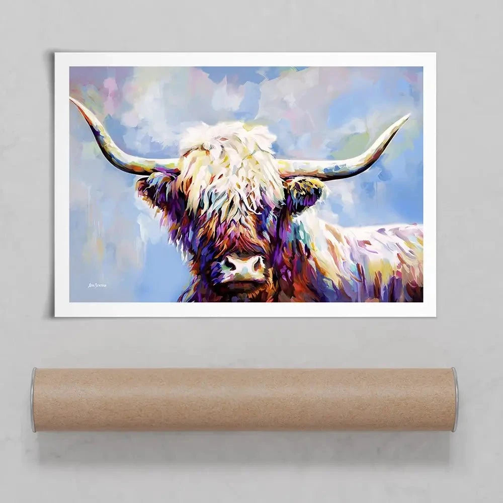 Highland Cow In Winters Serenity Art Print Highland Cow In Winters Serenity Art Print wall art product Leon Devenice