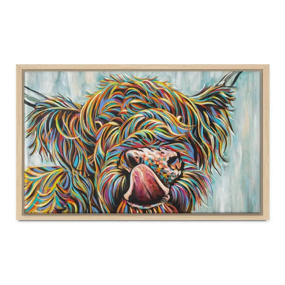 Highland Cow Licking 2 Canvas Print Highland Cow Licking 2 Canvas Print wall art product Carolee Vitaletti