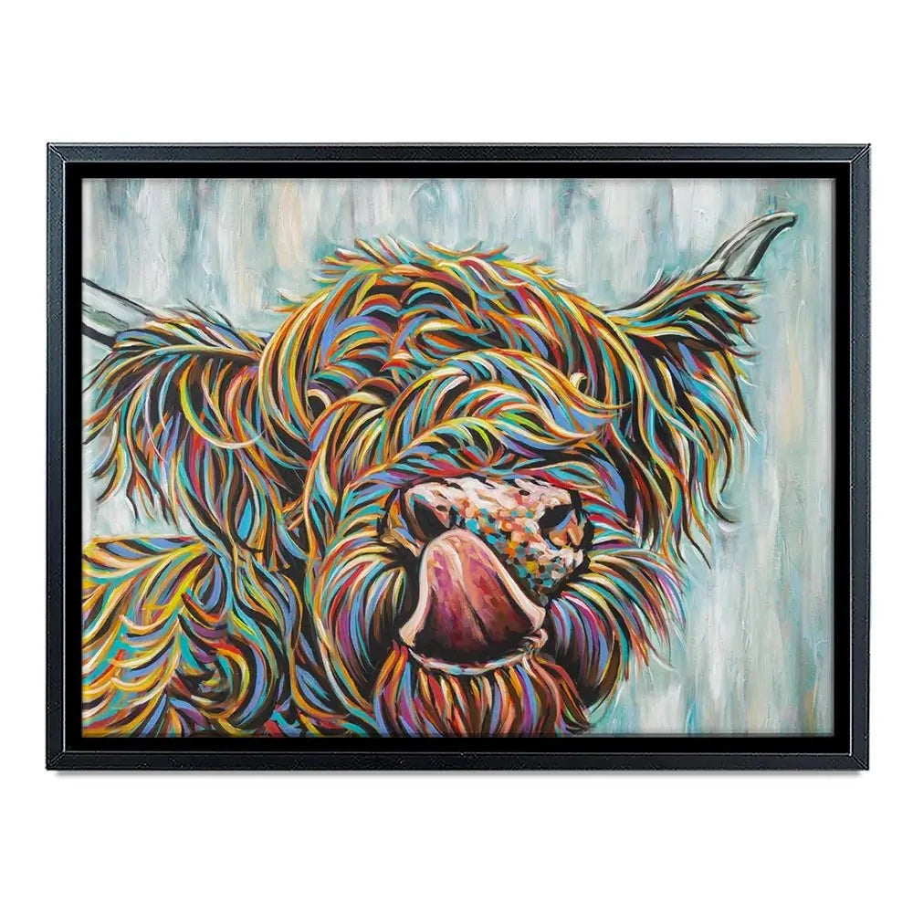 Highland Cow Licking 2 Canvas Print Highland Cow Licking 2 Canvas Print wall art product Carolee Vitaletti