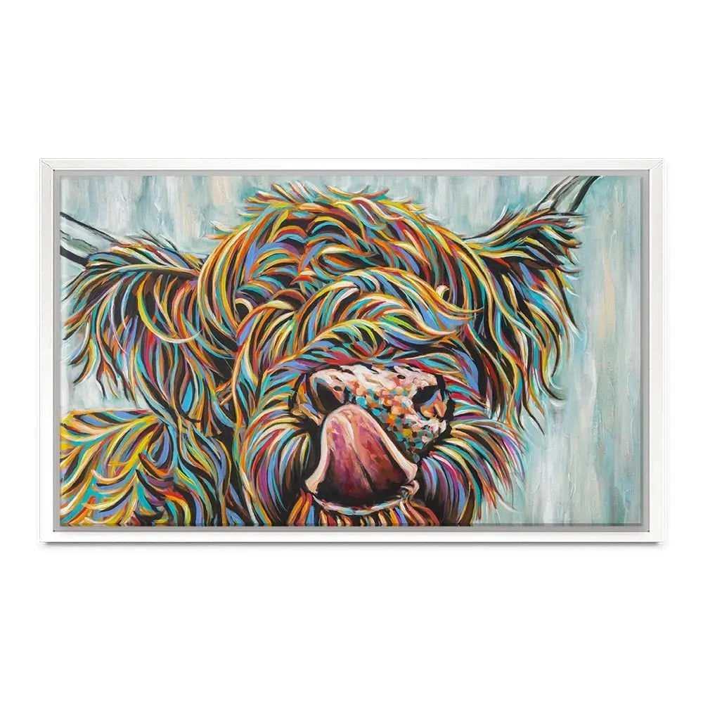 Highland Cow Licking 2 Canvas Print Highland Cow Licking 2 Canvas Print wall art product Carolee Vitaletti