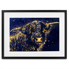 Highland Cow Navy Splash Framed Art Print Highland Cow Navy Splash Framed Art Print wall art product D Mosconi
