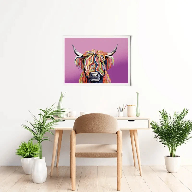 Highland Cow Pink Art Print Highland Cow Pink Art Print wall art product Independent