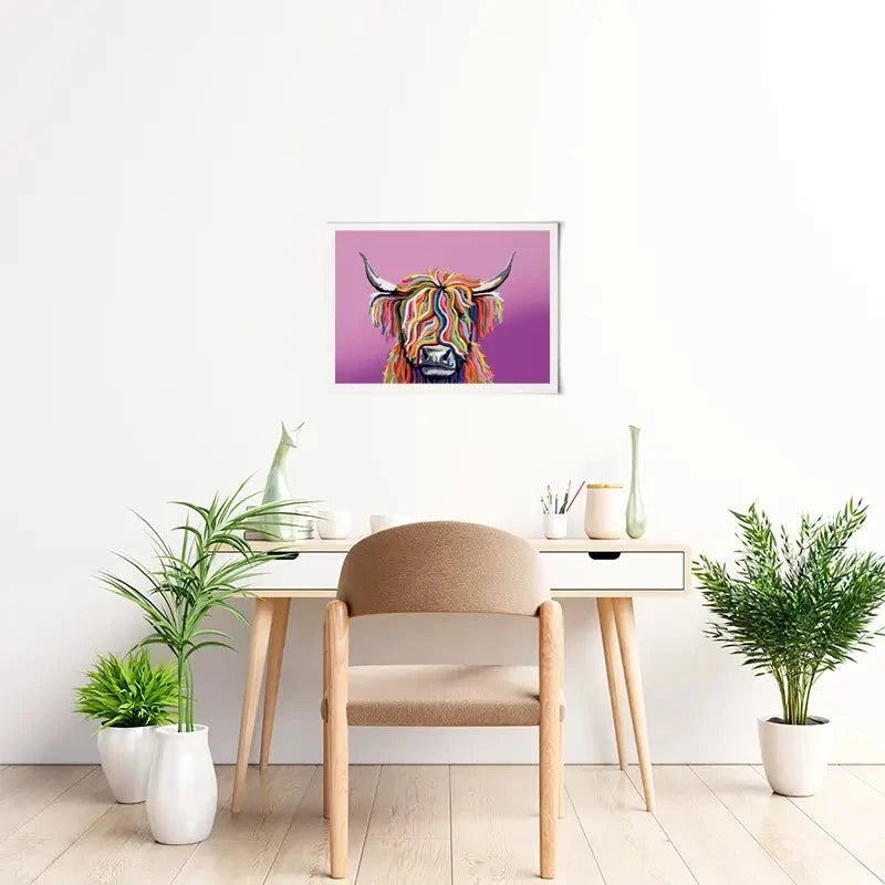 Highland Cow Pink Art Print Highland Cow Pink Art Print wall art product Independent
