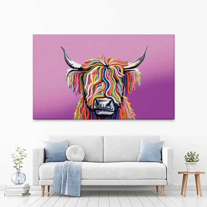 Highland Cow Pink Canvas Print Highland Cow Pink Canvas Print wall art product Independent