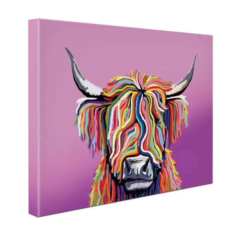 Highland Cow Pink Canvas Print Highland Cow Pink Canvas Print wall art product Independent