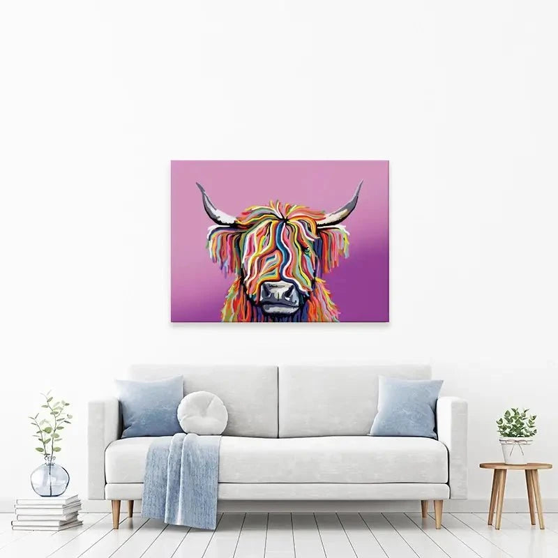 Highland Cow Pink Canvas Print Highland Cow Pink Canvas Print wall art product Independent