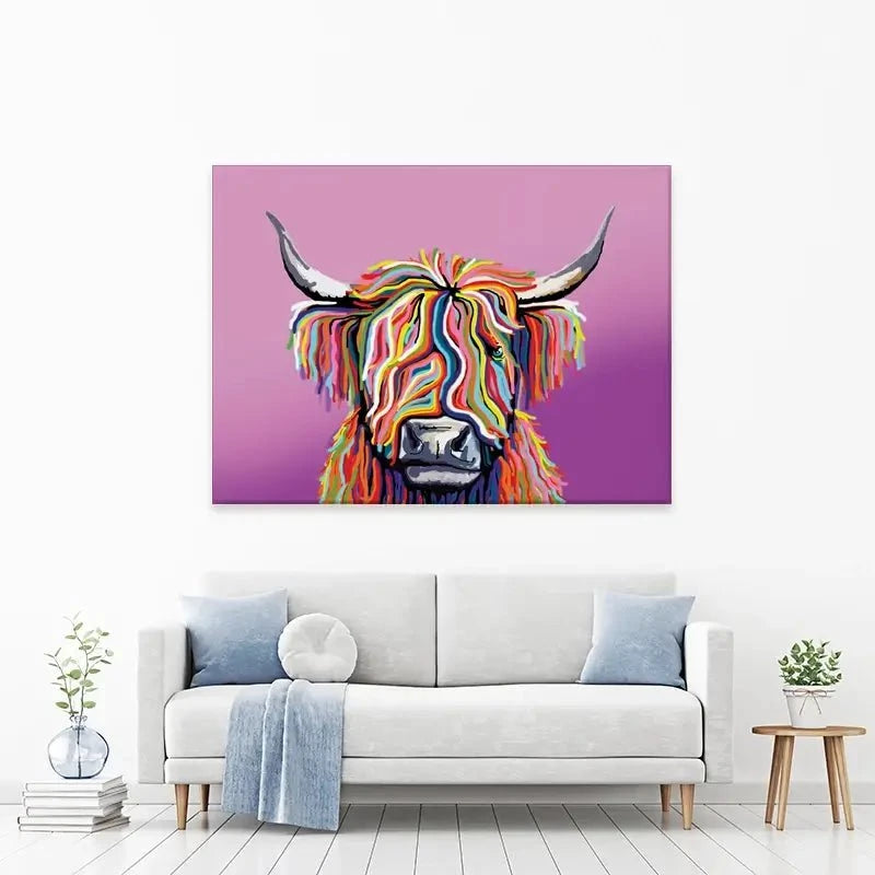 Highland Cow Pink Canvas Print Highland Cow Pink Canvas Print wall art product Independent