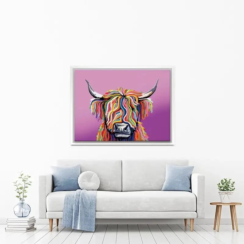 Highland Cow Pink Canvas Print Highland Cow Pink Canvas Print wall art product Independent