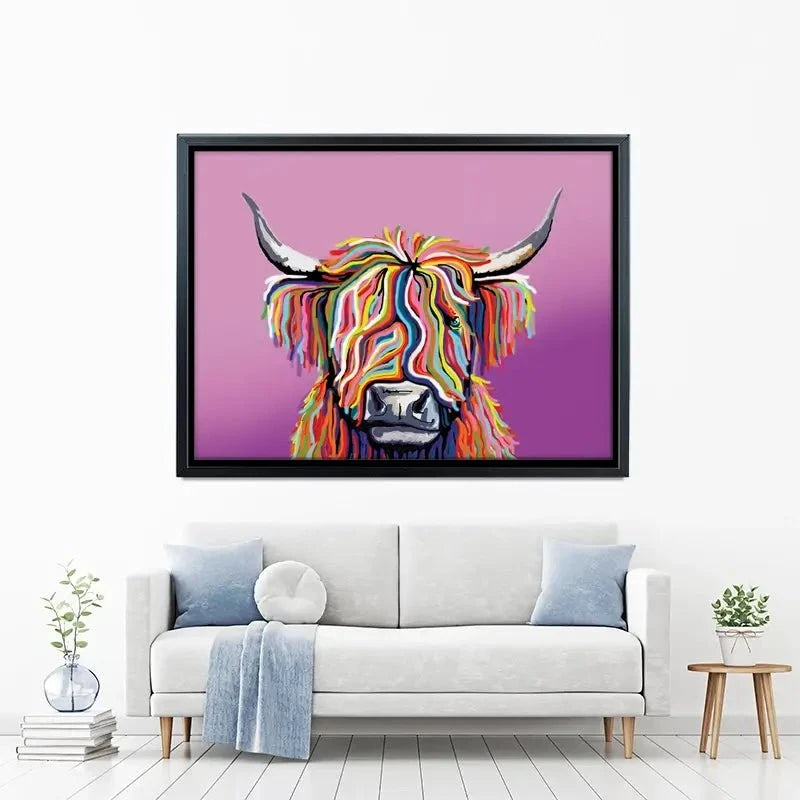 Highland Cow Pink Canvas Print Highland Cow Pink Canvas Print wall art product Independent