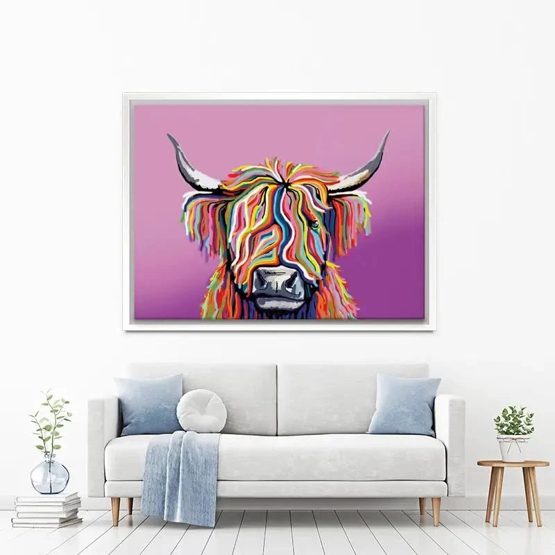 Highland Cow Pink Canvas Print Highland Cow Pink Canvas Print wall art product Independent