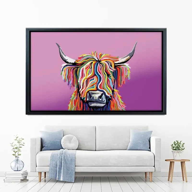 Highland Cow Pink Canvas Print Highland Cow Pink Canvas Print wall art product Independent