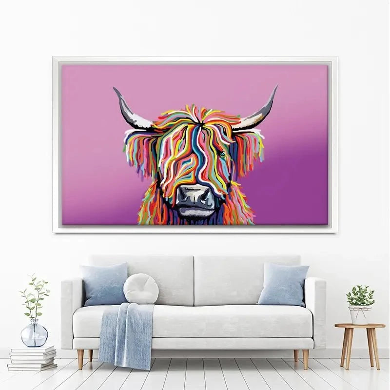 Highland Cow Pink Canvas Print Highland Cow Pink Canvas Print wall art product Independent