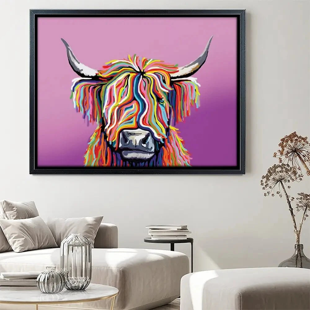 Highland Cow Pink Canvas Print Highland Cow Pink Canvas Print wall art product Independent