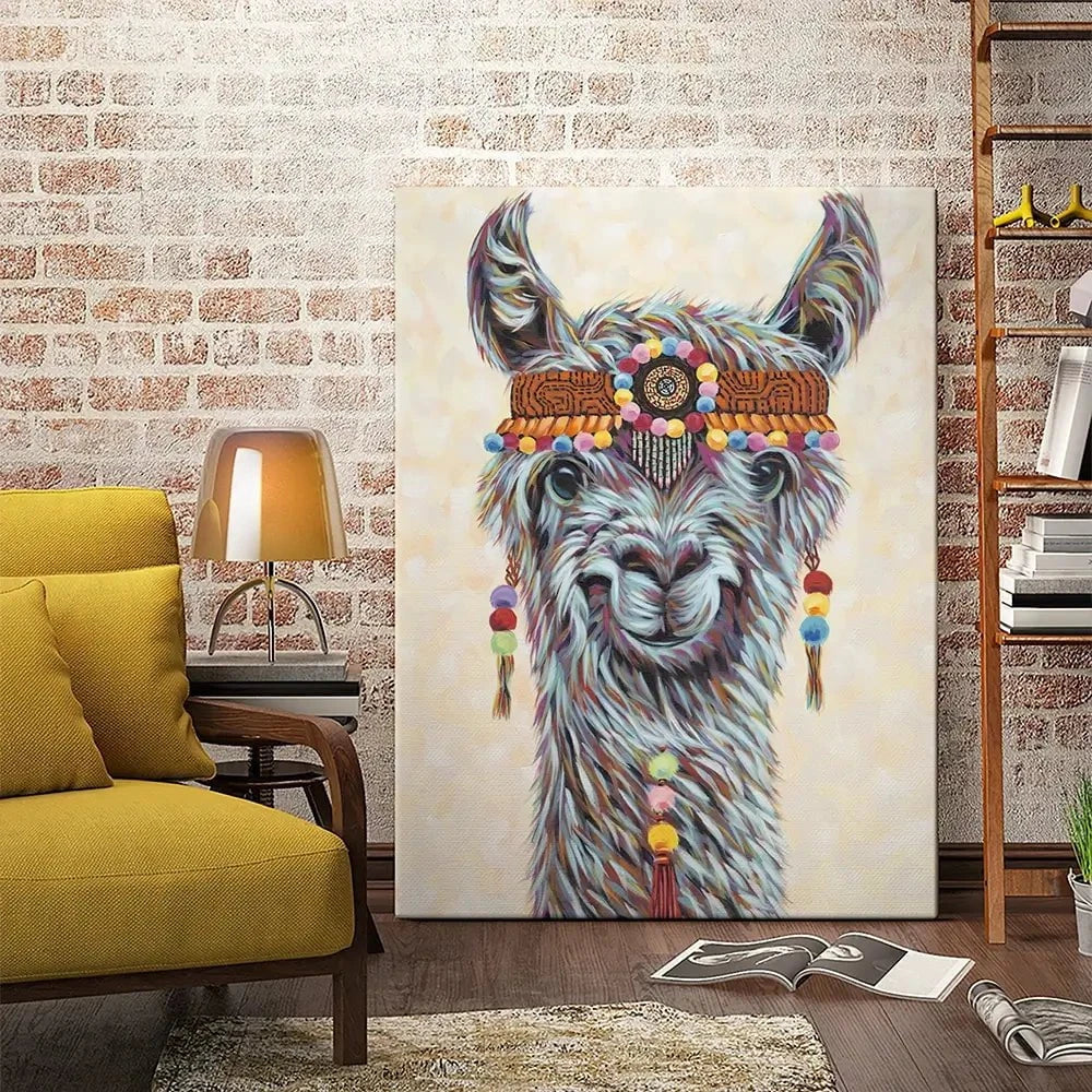 Hippie Llama Canvas Print Hippie Llama Canvas Print wall art product Carolee Vitaletti