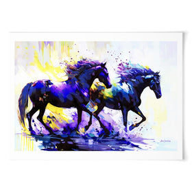 Horses On The Water Trail Art Print wall art product Leon Devenice