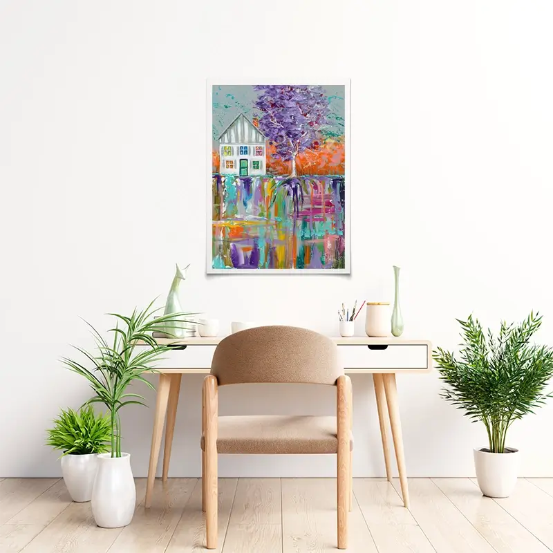 House With Purple Tree Art Print House With Purple Tree Art Print wall art product Estelle Grengs - Independent