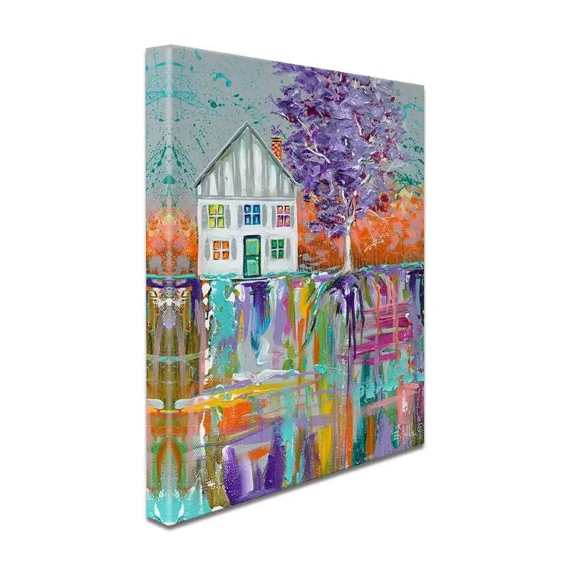 House With Purple Tree Canvas Print House With Purple Tree Canvas Print wall art product Estelle Grengs - Independent