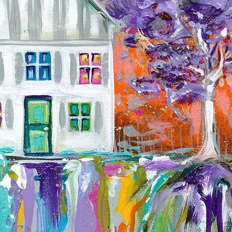 House With Purple Tree Framed Art Print House With Purple Tree Framed Art Print wall art product Estelle Grengs - Independent