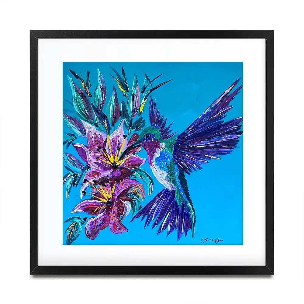 Hummingbirds Kiss Square Framed Art Print Hummingbirds Kiss Square Framed Art Print wall art product Jo Mulligan