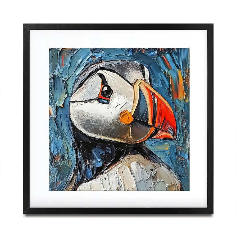 Impasto Puffin Square Framed Art Print Impasto Puffin Square Framed Art Print wall art product David Alexander Elder