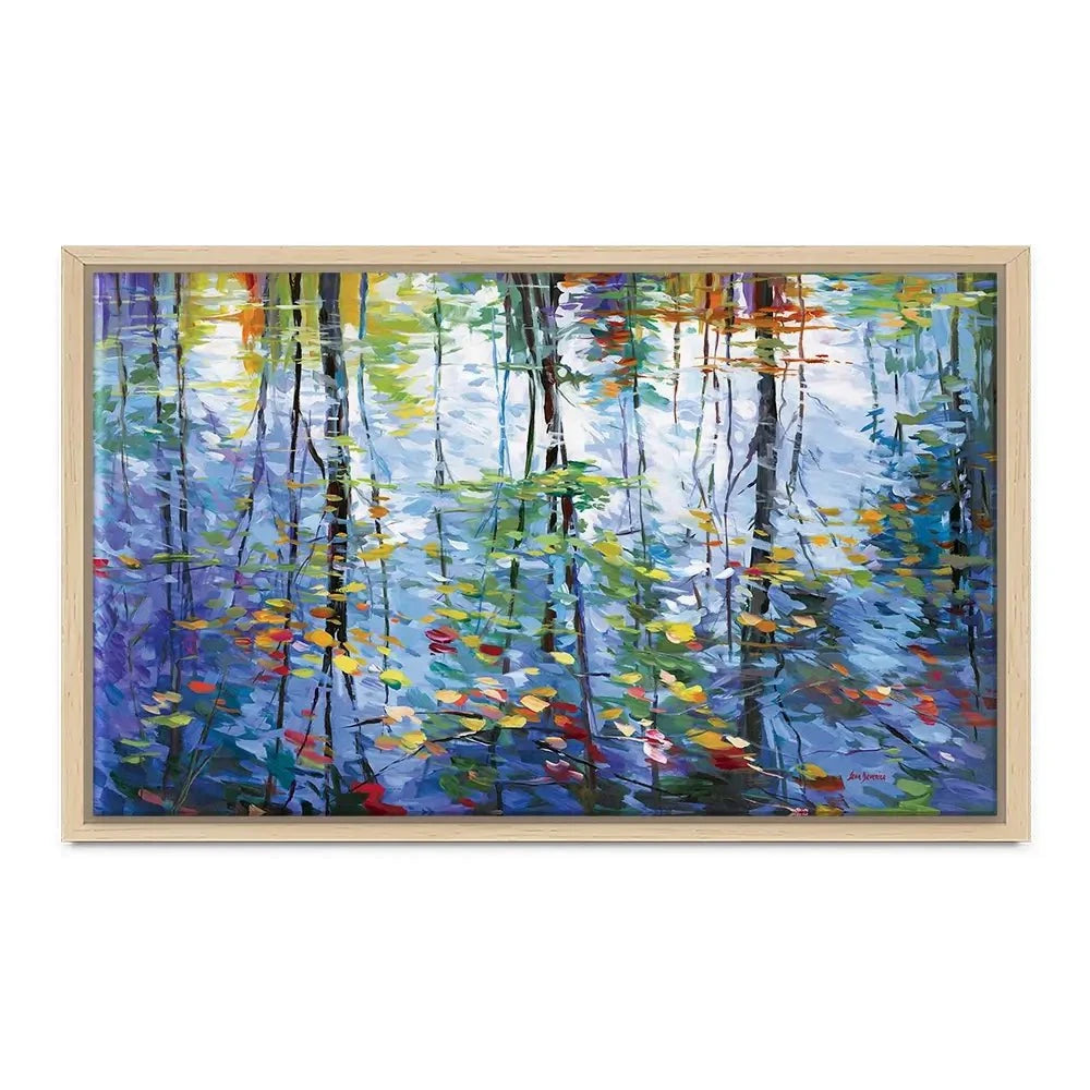 Impressionistic Reflection Of Autumn Trees And Leaves On Water Canvas Print Impressionistic Reflection Of Autumn Trees And Leaves On Water Canvas Print wall art product Leon Devenice