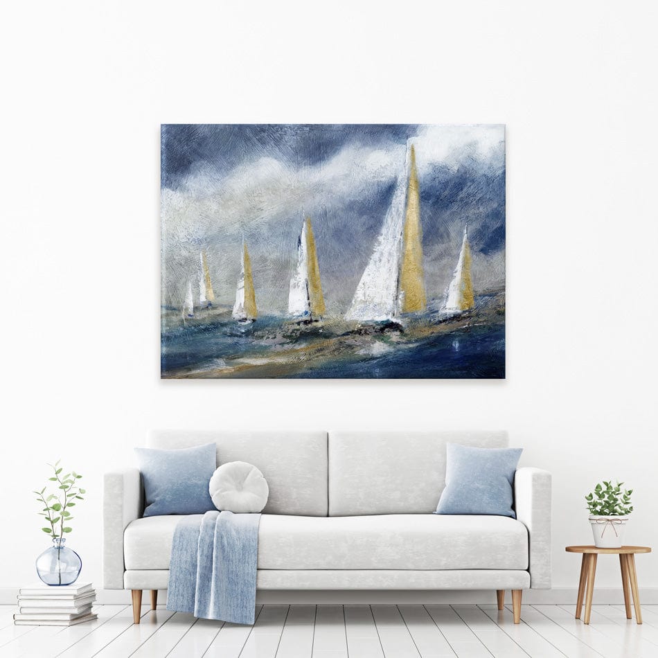 Indigo Swells Canvas Print wall art product Carol Robinson