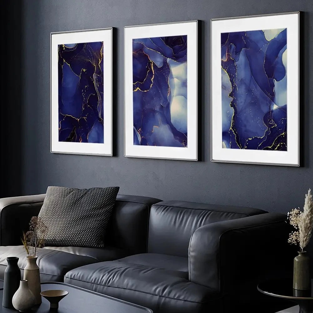 Inky Blue Marble Framed Art Print Trio Inky Blue Marble Framed Art Print Trio wall art product djero.adlibeshe yahoo.com / Shutterstock