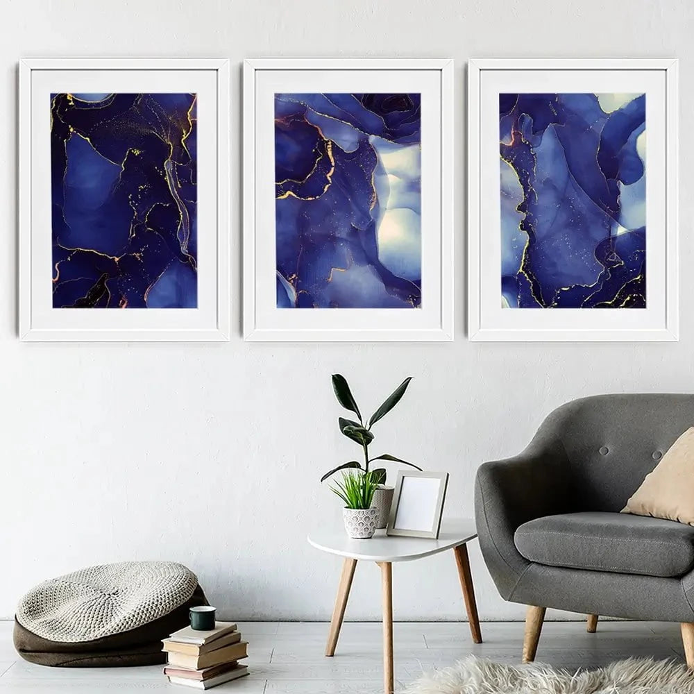 Inky Blue Marble Framed Art Print Trio Inky Blue Marble Framed Art Print Trio wall art product djero.adlibeshe yahoo.com / Shutterstock