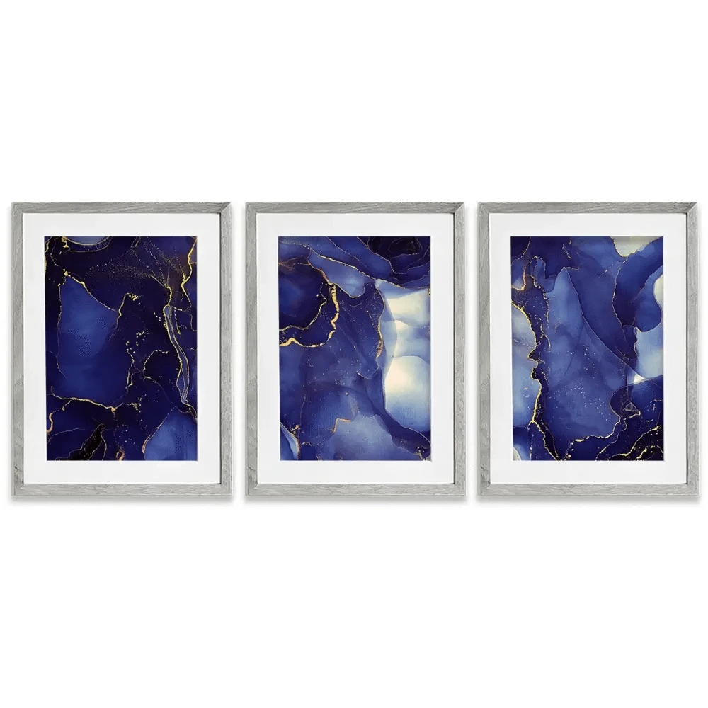 Inky Blue Marble Framed Art Print Trio Inky Blue Marble Framed Art Print Trio wall art product djero.adlibeshe yahoo.com / Shutterstock
