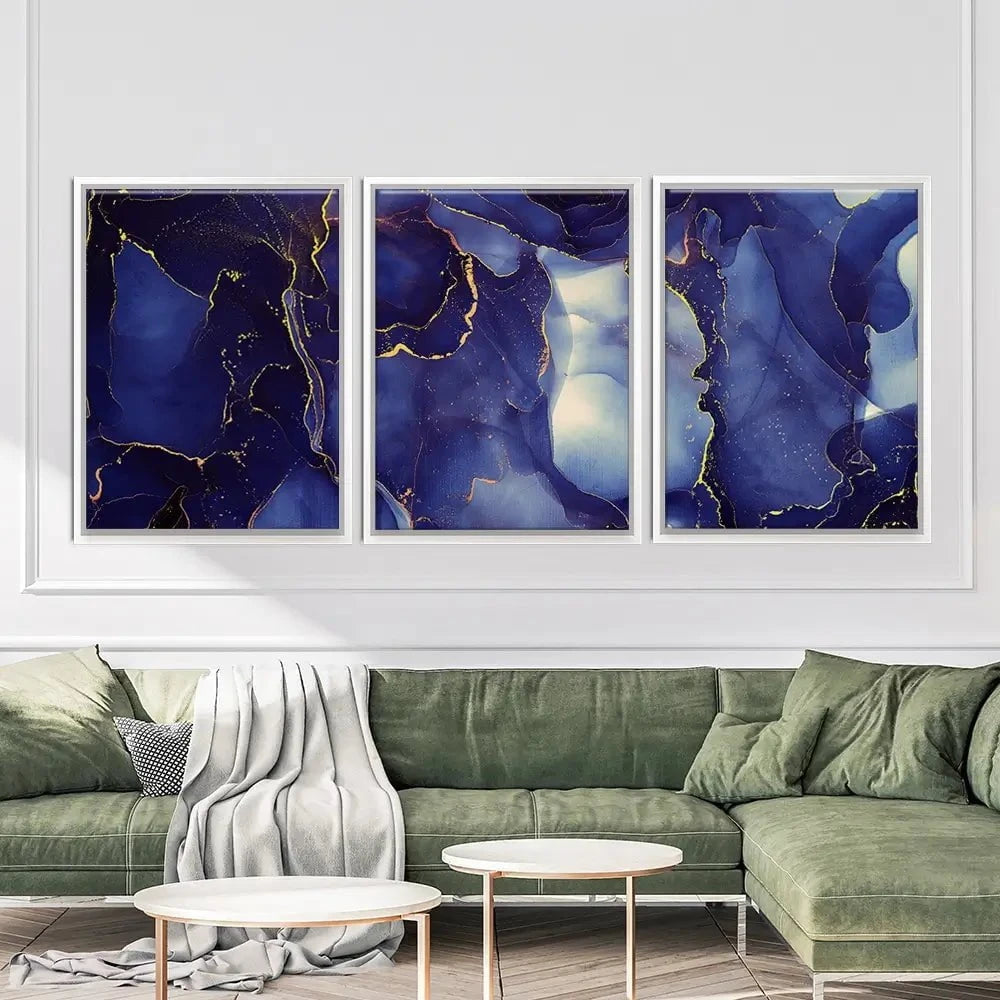 Inky Blue Marble Trio Canvas Print Inky Blue Marble Trio Canvas Print wall art product djero.adlibeshe yahoo.com / Shutterstock