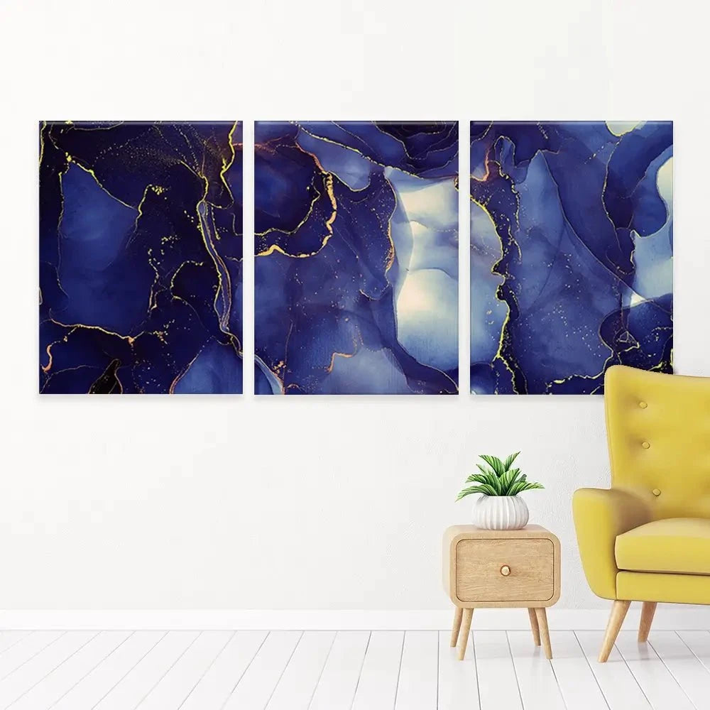 Inky Blue Marble Trio Canvas Print Inky Blue Marble Trio Canvas Print wall art product djero.adlibeshe yahoo.com / Shutterstock