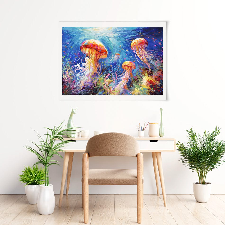 Jellyfish Serenade Art Print wall art product Leon Devenice
