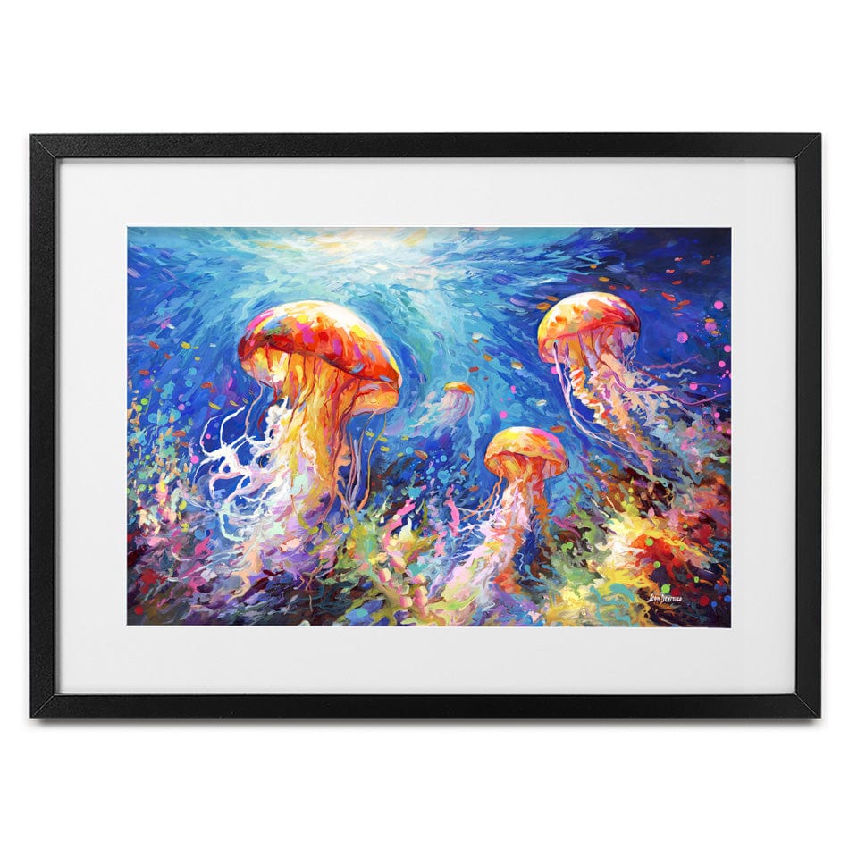 Jellyfish Serenade Framed Art Print wall art product Leon Devenice