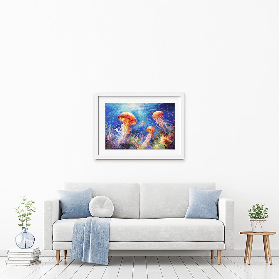 Jellyfish Serenade Framed Art Print wall art product Leon Devenice