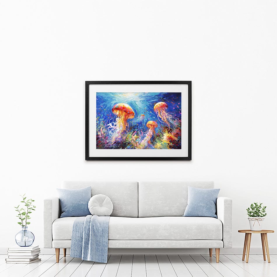 Jellyfish Serenade Framed Art Print wall art product Leon Devenice