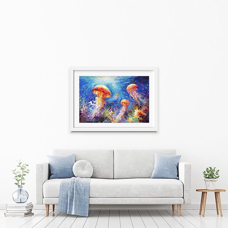 Jellyfish Serenade Framed Art Print wall art product Leon Devenice